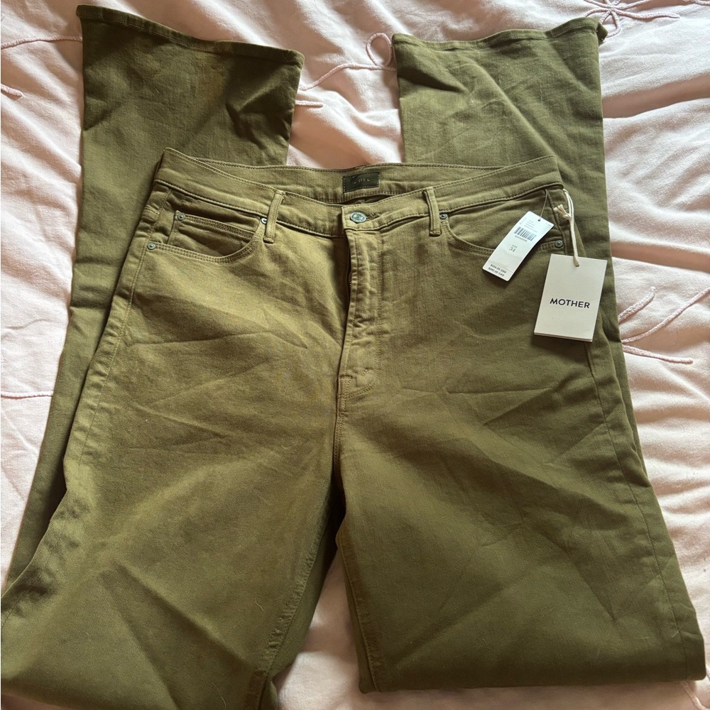 MOTHER Khaki Green Denim Pants